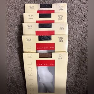 Avenue Control Top Hosiery - Black, Beige Size A/B 5 Pairs Total New